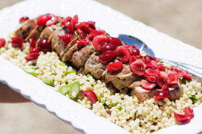Pistachio Pork Roulade with Macerated Cherries
