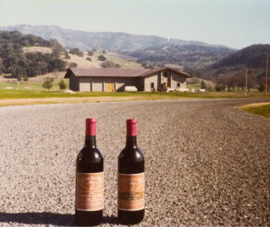 Clos du Val Timeline - 1986 - Two bottles in front of winery